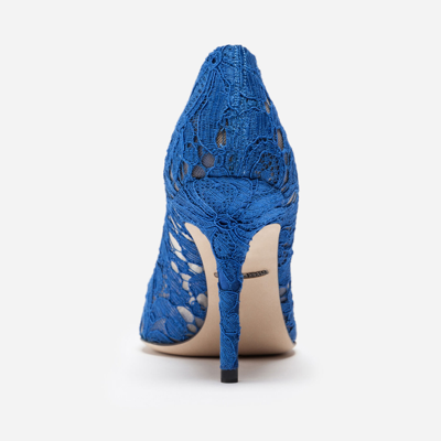 Shop Dolce & Gabbana Lace Rainbow Pumps With Brooch Detailing In Blue