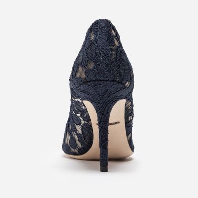 Shop Dolce & Gabbana Lace Rainbow Pumps With Brooch Detailing In Blue