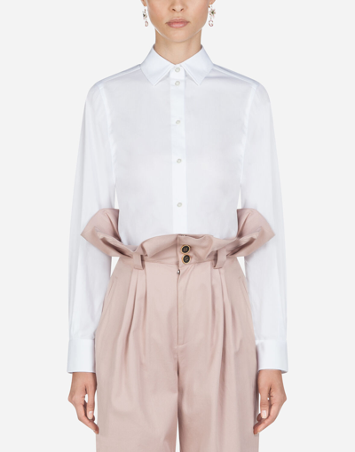 Shop Dolce & Gabbana Stretch Poplin Shirt In White