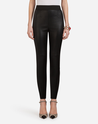 Shop Dolce & Gabbana Leather Pants In Black