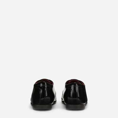 Shop Dolce & Gabbana Patent Leather Derby Shoes With Logo In Black