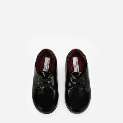 Shop Dolce & Gabbana Patent Leather Derby Shoes With Logo In Black