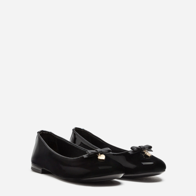 Shop Dolce & Gabbana Patent Leather Ballet Flats With Charm In Black