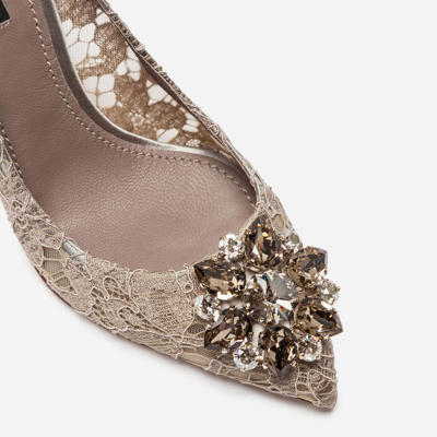 Dolce & Gabbana 90mm Bellucci Sand Lace & Swarovski Pumps In Beige