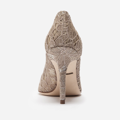 Dolce & Gabbana 90mm Bellucci Sand Lace & Swarovski Pumps In Beige