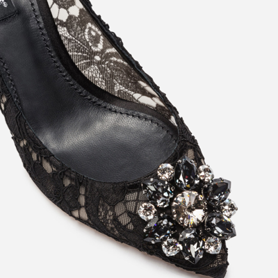 Shop Dolce & Gabbana Lace Rainbow Pumps With Brooch Detailing In Black