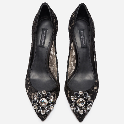 Shop Dolce & Gabbana Lace Rainbow Pumps With Brooch Detailing In Black