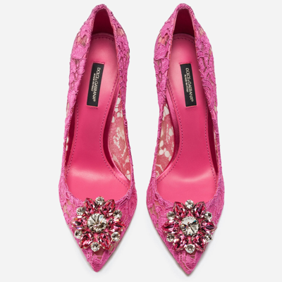 Dolce & Gabbana Pump In Taormina Lace With Crystals In Pink