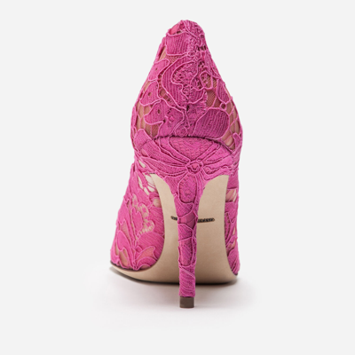 Shop Dolce & Gabbana Pump In Taormina Lace With Crystals In Fuchsia