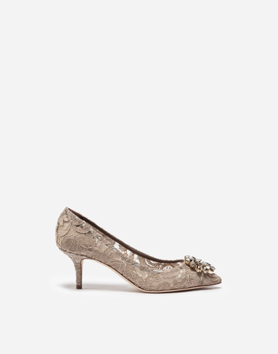 Shop Dolce & Gabbana Lace Rainbow Pumps With Brooch Detailing In Beige