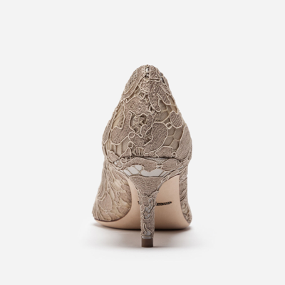 Shop Dolce & Gabbana Lace Rainbow Pumps With Brooch Detailing In Beige