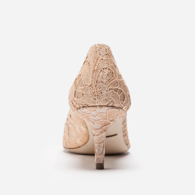 Dolce & Gabbana Lurex Lace Rainbow Pumps With Brooch Detailing In Pink