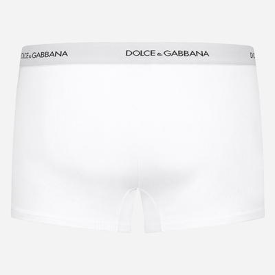 Shop Dolce & Gabbana Ribbed Cotton Boxers In White