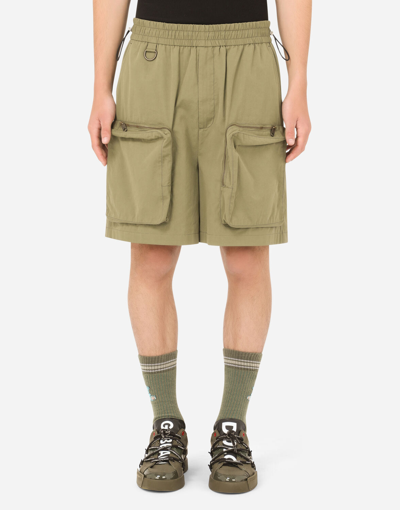 Shop Dolce & Gabbana Cotton Cargo Shorts In Green