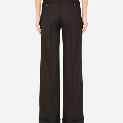 Dolce & Gabbana Flared Wool Pants In Black