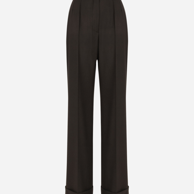 Dolce & Gabbana Flared Wool Pants In Black