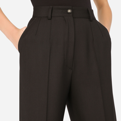 Dolce & Gabbana Flared Wool Pants In Black