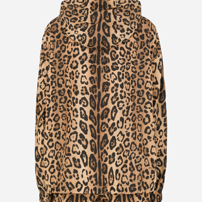 Dolce & Gabbana Leopard-print Nylon Anorak In Multicolor