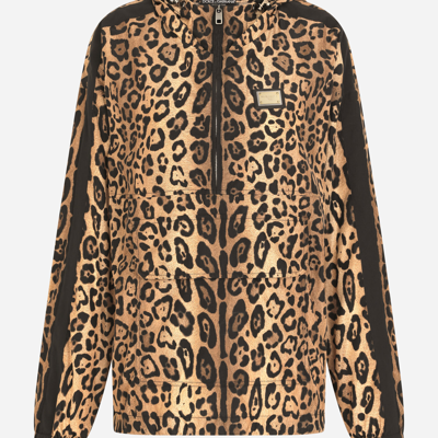 Dolce & Gabbana Leopard-print Nylon Anorak In Multicolor