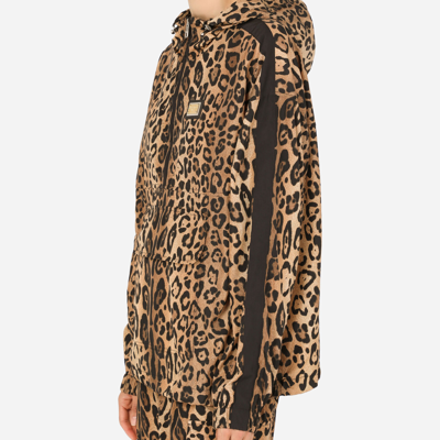 Dolce & Gabbana Leopard-print Nylon Anorak In Multicolor