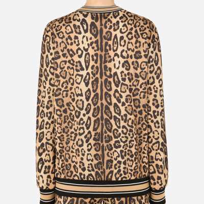 Dolce & Gabbana Leopard-print Jersey Sweatshirt In Multicolor