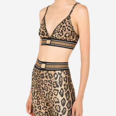 Dolce & Gabbana Leopard-print Cropped Tank Top In Multicolor