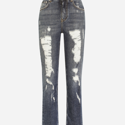 Dolce & Gabbana Distressed Boyfriend Jeans In Multicolor
