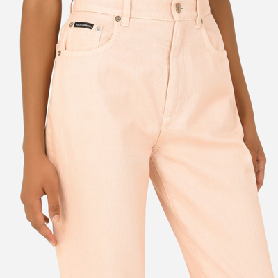 Shop Dolce & Gabbana Frosted Denim Amber Jeans In Pale Pink