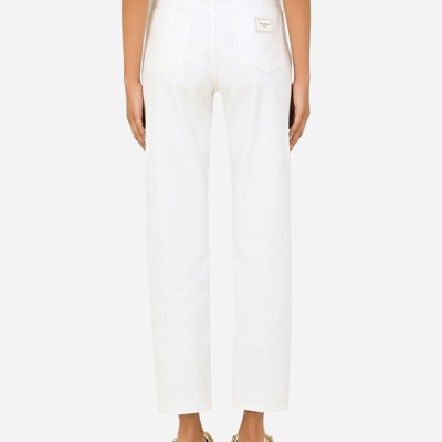 Dolce & Gabbana White Cotton Boyfriend Jeans In White