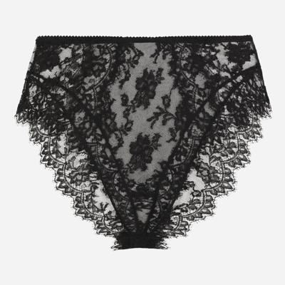 Shop Dolce & Gabbana High-waisted Lace Briefs In Black