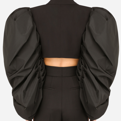 Shop Dolce & Gabbana Short Taffeta And Wool Poplin Jacket In Black