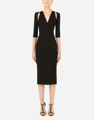 Shop Dolce & Gabbana Jersey Calf-length Dress With Cut-outs In Black