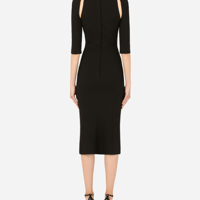 Shop Dolce & Gabbana Jersey Calf-length Dress With Cut-outs In Black