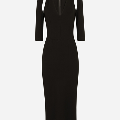 Shop Dolce & Gabbana Jersey Calf-length Dress With Cut-outs In Black