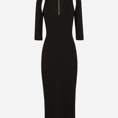Dolce & Gabbana Jersey Calf-length Dress With Cut-outs In Black