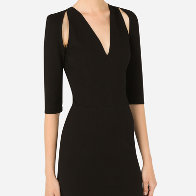 Shop Dolce & Gabbana Jersey Calf-length Dress With Cut-outs In Black