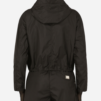 Dolce & Gabbana Technical Fabric Windbreaker With Hood In Black