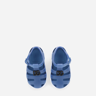 Shop Dolce & Gabbana Rubber Sandals With Dg Logo In Multicolor