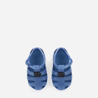 Dolce & Gabbana Rubber Sandals With Dg Logo In Multicolor