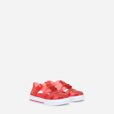 Dolce & Gabbana Rubber Sandals With Dg Logo In Red