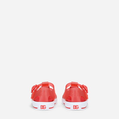Dolce & Gabbana Rubber Sandals With Dg Logo In Red