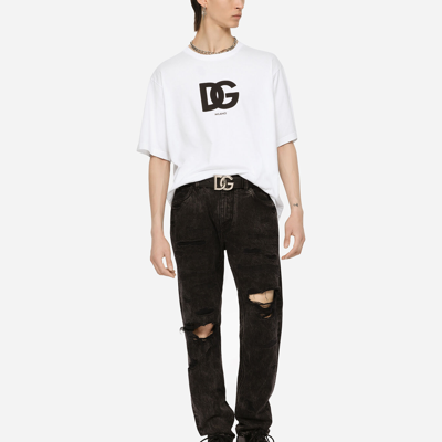 Shop Dolce & Gabbana Cotton T-shirt With Dg Logo Print In White