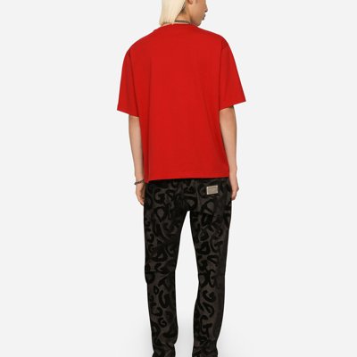 Shop Dolce & Gabbana Cotton T-shirt With Dg Logo Print In Red