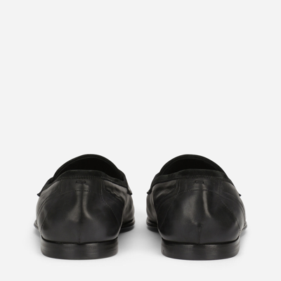 Shop Dolce & Gabbana Calfskin Slippers In Black