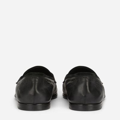 Dolce & Gabbana Dolce&gabbana Black Moccasin With Logo Plaque In Black