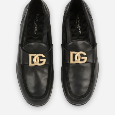 Shop Dolce & Gabbana Calfskin Slippers In Black