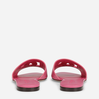 Dolce & Gabbana Dg Logo Slides In Calf Leather In Lilac