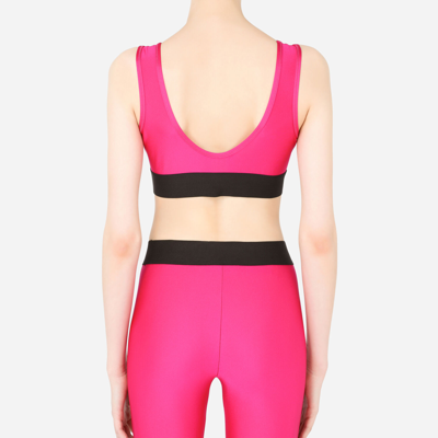 Shop Dolce & Gabbana Spandex Top With Branded Elastic In Fuchsia
