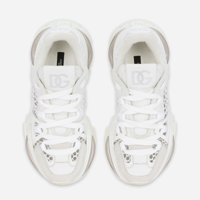 Dolce & Gabbana Dolce And Gabbana Woman's White Air Master Mix Of  Materials Sneakers In White