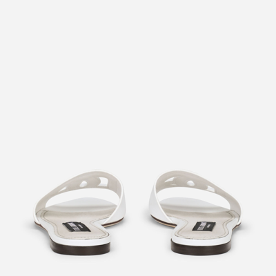 Shop Dolce & Gabbana Calfskin Sliders With Dg Logo In White